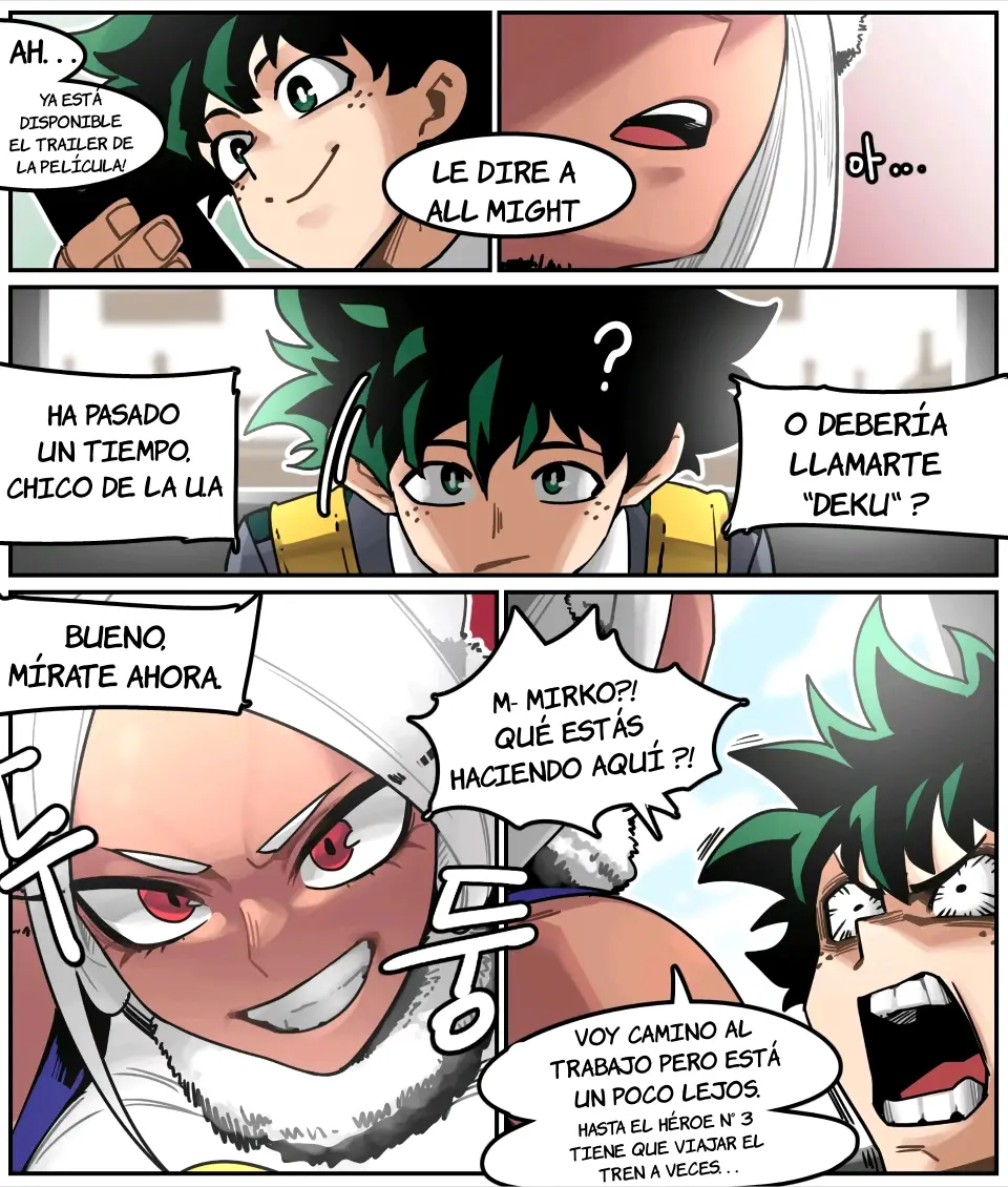 Deku encuentra a Mirko en un tren y se la folla capítulo 1 página 1