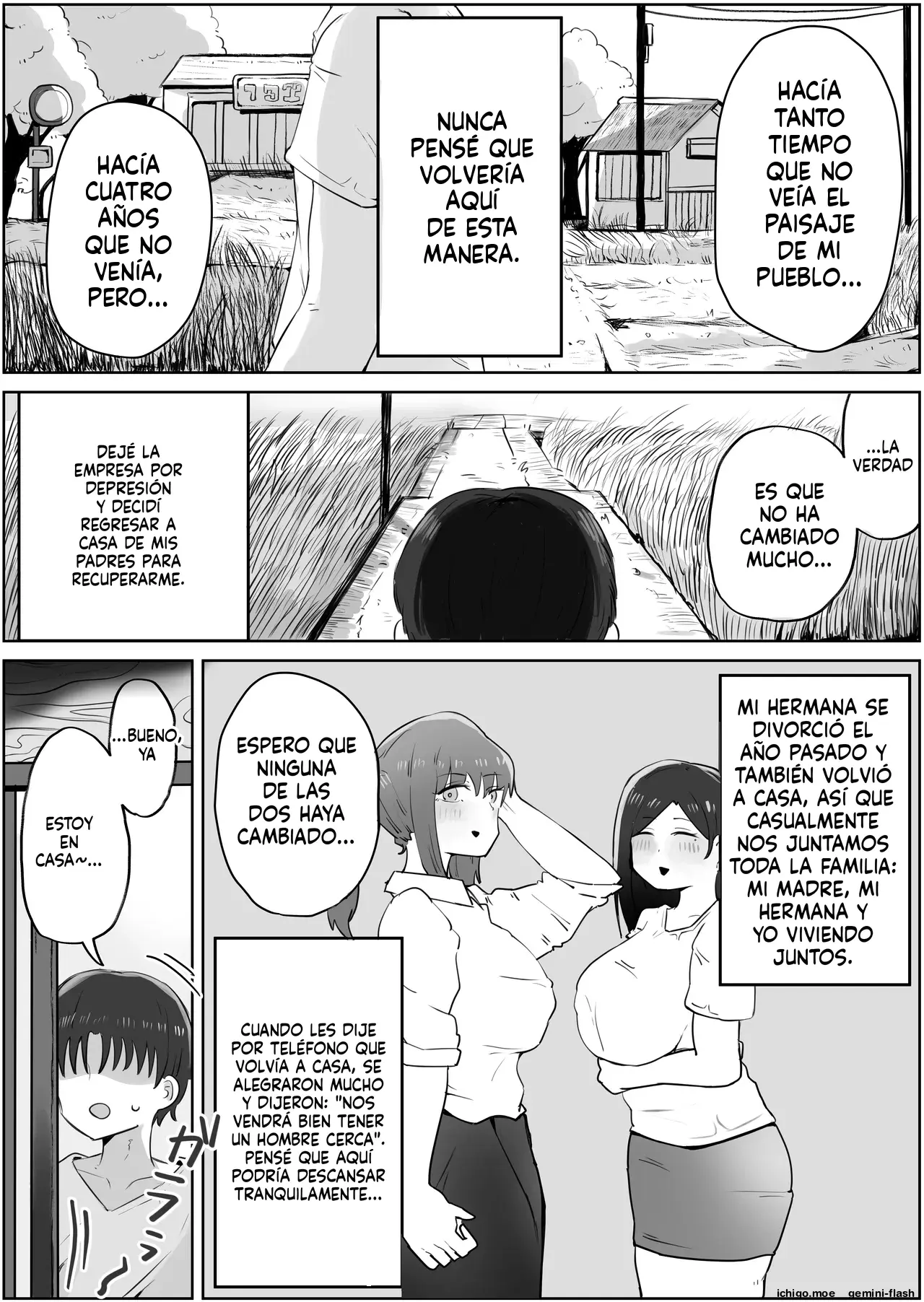 Yonnen Buri ni Jikka ni Kisei shitara Haha to Ane ga Kinjo no Kusogaki Domo no Mesu Pet ni Natteimashita. capítulo 1 página 2
