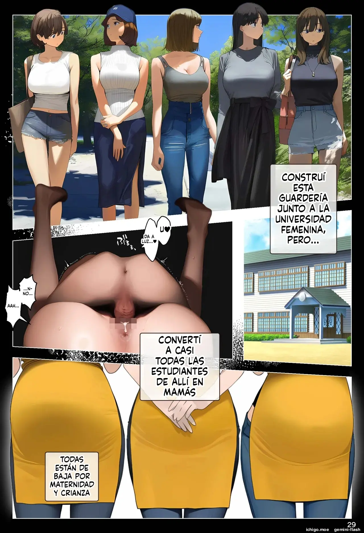 Aka-chan Umarenaoshi Appli de Tensei Restart! Kyonyuu Mama-tachi Iinari Haramase Sukihoudai 3 (Spanish) MTL capítulo 1 página 29