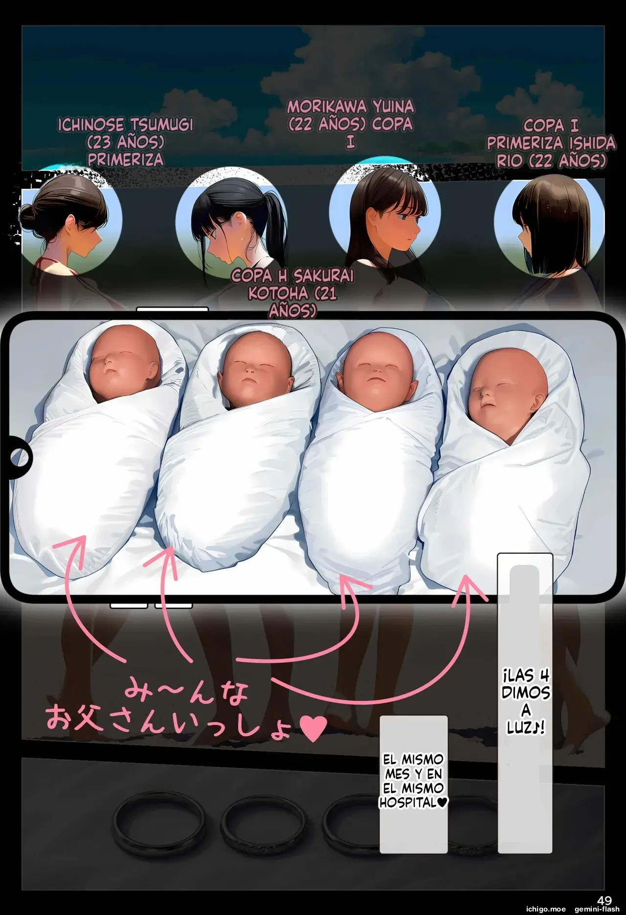 Aka-chan Umarenaoshi Appli de Tensei Restart! Kyonyuu Mama-tachi Iinari Haramase Sukihoudai 3 (Spanish) MTL capítulo 1 página 49