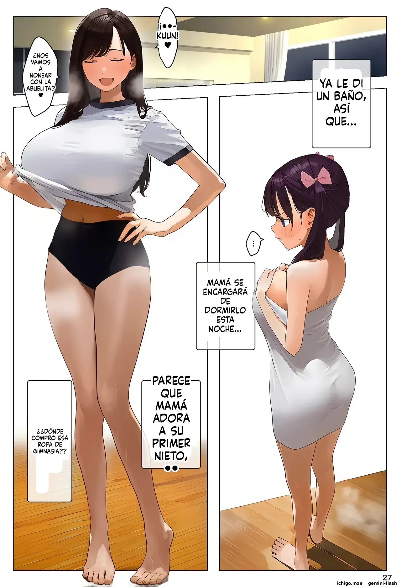 Aka-chan Umarenaoshi Appli de Tensei Restart! Kyonyuu Mama-tachi Iinari Haramase Sukihoudai 4 (Spanish) MTL capítulo 1 página 27