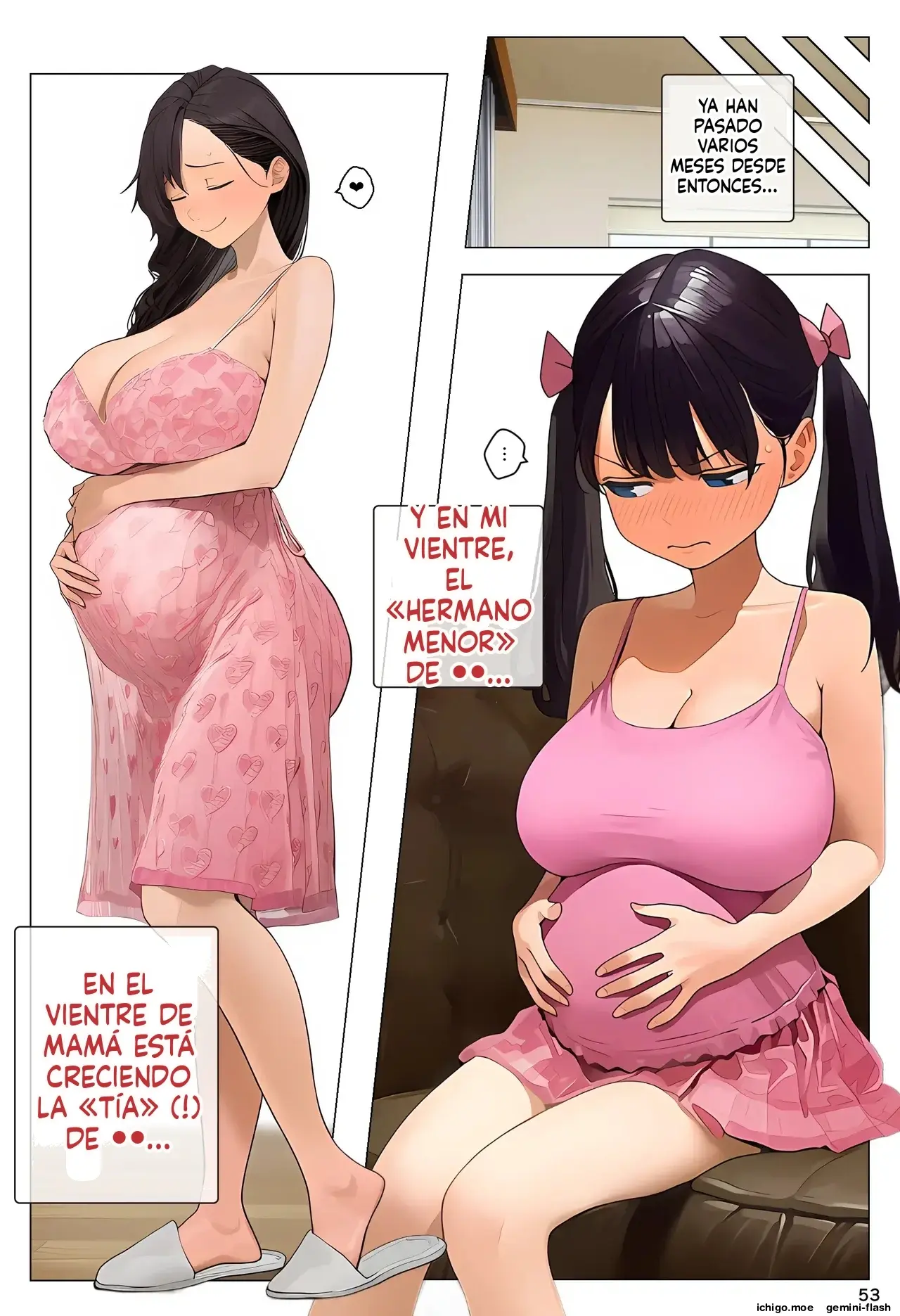 Aka-chan Umarenaoshi Appli de Tensei Restart! Kyonyuu Mama-tachi Iinari Haramase Sukihoudai 4 (Spanish) MTL capítulo 1 página 53