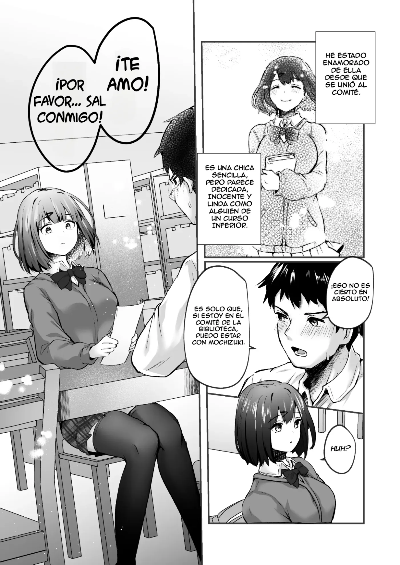 Senpai, Tabete mo Ii desu ka? -Jimi na Kouhai wa Nikushokukei Chijo datta- - Senpai, ¿me dejas devorarte? -La sencilla kouhai era en realidad una ninfómana depredadora- (decensored) capítulo 1 página 4
