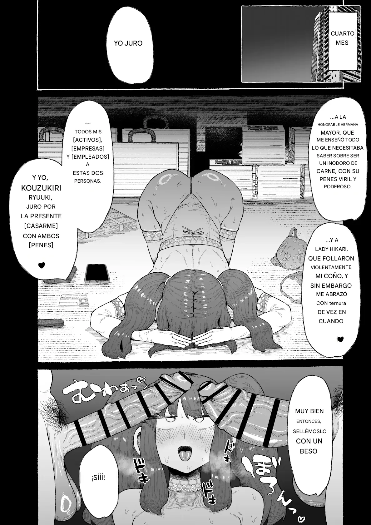 Ogya Babu Charisma Shachou no Mesu Ochi Futanari Homo Chinpo Sandwich Español capítulo 1 página 30