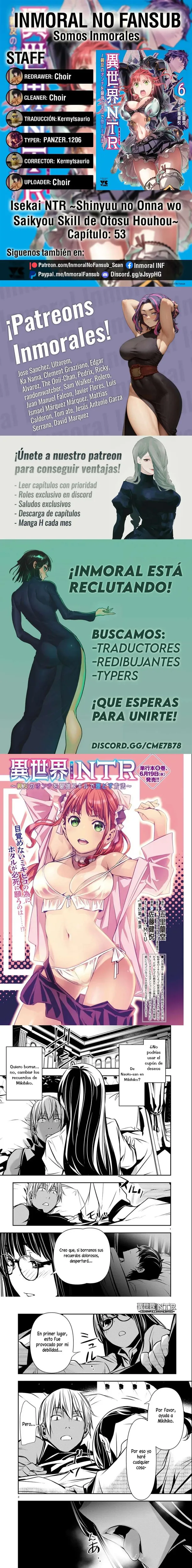 ISEKAI NTR ~SHINYUU NO ONNA WO SAIKYOU SKILL DE OTOSU HOUHOU capítulo 53 página 1